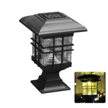 (Warm White) Solar Powered LED Garden Yard Pillar Lamp Outdoor Decorative Auto On/Off Light