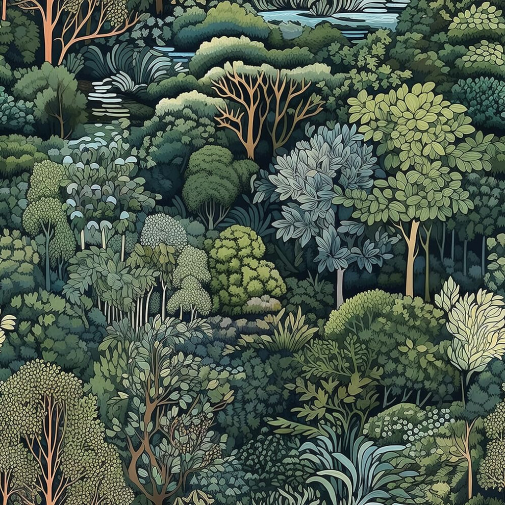Muralpeel Green Forest Summer Trees River Landscape Peel And Stick Wallpaper Vintage Easy Peel Off Contact Paper Self Adhesive Removable Stick On Wal 742404144026