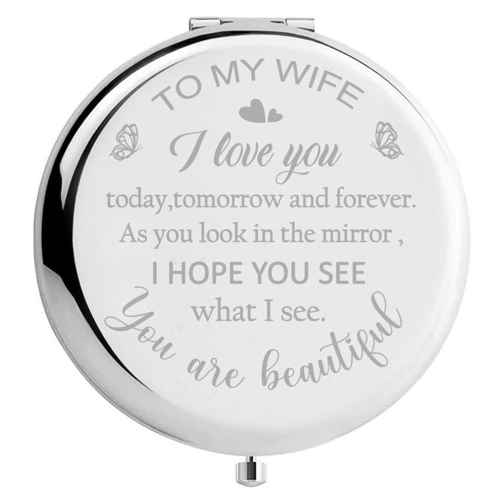 Polzwgck Valentines Day Mirror Gifts For Her Wife Gift For Wife From Husband To My Wife Compact Mirror Romantic Gifts For Wife Birthday Wedding An