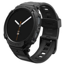 Spigen Rugged Armor Pro entworfen für Samsung Galaxy Watch 8 40 mm Hülle mit Band, schützende TPU-Abdeckung mit Band (2025) – Mattschwarz