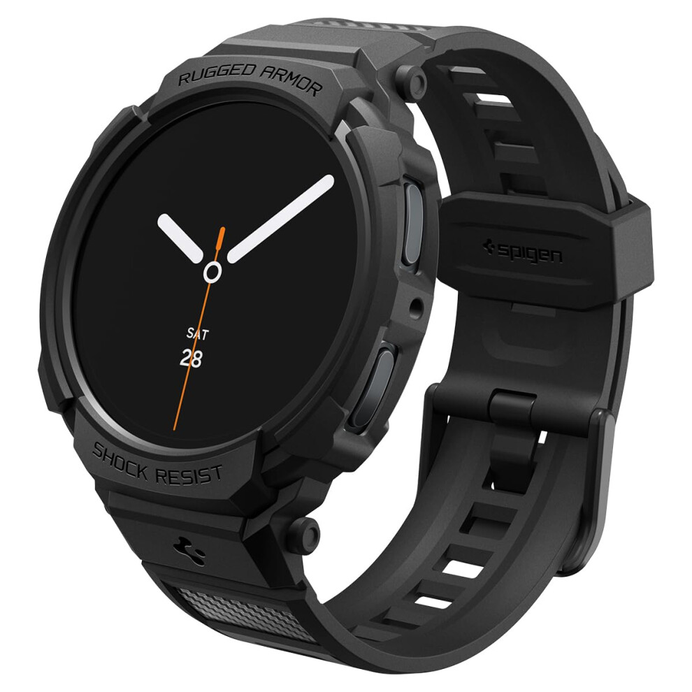 New Spigen Rugged Armor Pro Designed For Samsung Galaxy Watch 8 40Mm Case With Band Protective Tpu Cover With Strap (2025) - Matte Black Acs10005