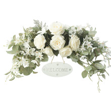 Silk Flower Swag Wedding Decor Artificial Floral Garland Eucalyptus & Rose Door Mantle Table Home Decoration