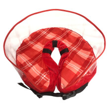 Inflatable Recovery Dog Collar Lattices Print Dog Collar-Red S