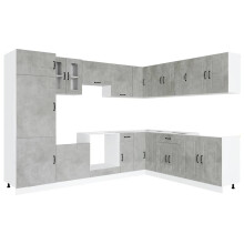 (concrete grey) vidaXL Kitchen Cabinet Set 14 Piece Cabinet Cupboard Kalmar Engineered Wood