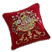 Colorful Embroidery Pillow Wrap Soft Pillowcase-Burgundy