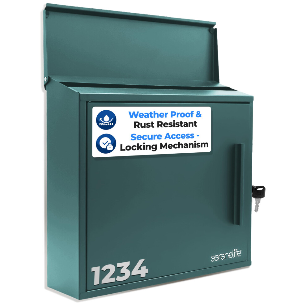 Serenelife Outdoor Wall Mailbox | 0.46 Cubic Ft Locking Mailbox | Easy Installation Secure Lock Mechanism | Ideal For Residential Or Commercial Use 842893166902