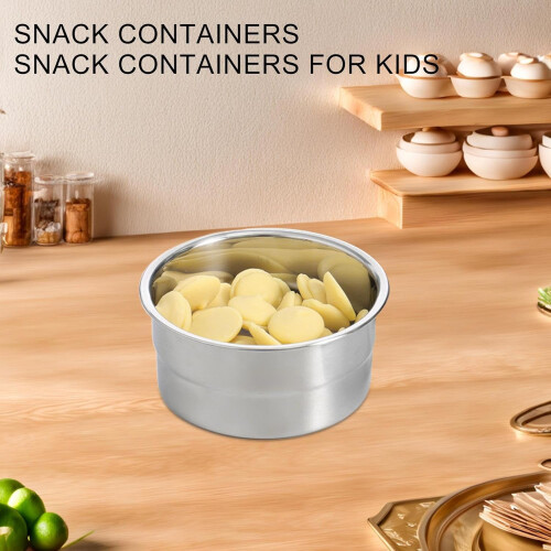 Toddler Snack Containers Stainless Steel Leakproof Stackable Snack Boxes Circle Model 900 Milliliter Capacity 1