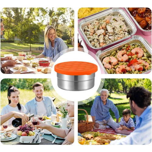 Toddler Snack Containers Stainless Steel Leakproof Stackable Snack Boxes Circle Model 900 Milliliter Capacity 2