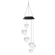 (Heart) Solar Powered LED Butterfly Wind Chime Color-Changing Light Yard Garden Decoration