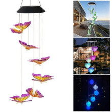 (Ball) Solar Powered LED Butterfly Wind Chime Color-Changing Light Yard Garden Decoration