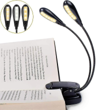 Wiederaufladbare 14-LED-Buchlampe, Klemmleuchte zum Lesen am Bett, Notenpultlampe, 3 Helligkeitsstufen, 2 flexible Hälse, beleucht