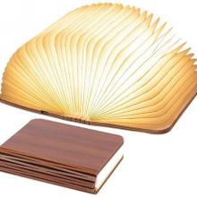 Faltbare LED-Buchlampe aus Holz, LED-Tischlampe aus Walnussholz, USB-Nachtlicht, wiederaufladbare Buchlampe, Stimmungslicht, 360
