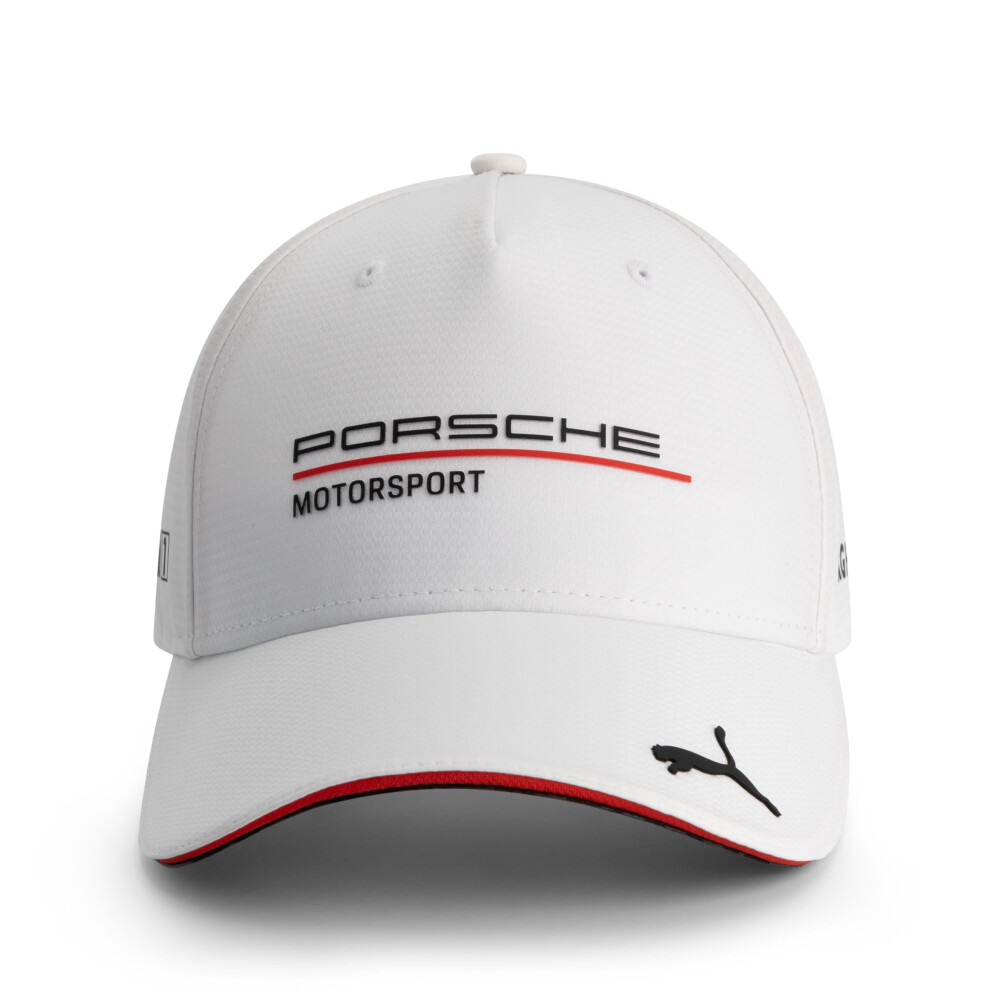 Puma Porsche Motorsport Curved Brim Team Hat With Porsche Motorsport And Sponsor Logos Throughout Including A Cat On The Peak. - One Size Fi White
