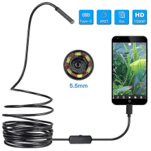 USB-Endoskop 3-in-1-Boreskop 5,5 mm ultradünn, wasserdicht, Inspektions-Schlangenkamera, Micro-USB und Typ-C für OTG Android, PC,