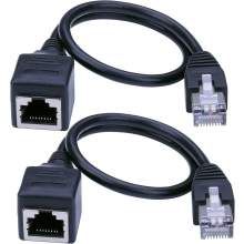 Ethernet-forlænger RJ45 han-til-hun skrue netværksforlængerkabel 1ft/30cm 2 stk. (santanxing) (0,6M)