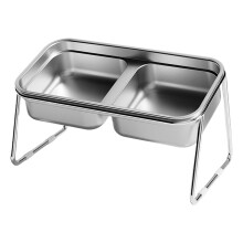 Elevated Cat Bowls Double Tilted, Stainless Steel NonSlip Stand, Food And Water, Indoor Ergonomic Design