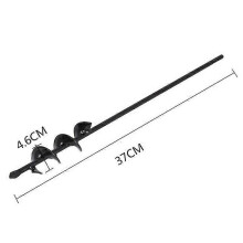 (4.6*37cm, black) Garden Auger Drill Bit Tool Spiral Hole Digger Ground Drill Earth Drill For Seed Planting Gardening Fence Flower Planter 8 Size