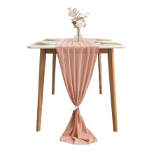Table Runner Elegant Decoration Autumn Themed Decor Fall Seasonal Ornaments Dusty Rose Sheer Fabric Bridal Shower Wedding Party Baby Birthday Decorati