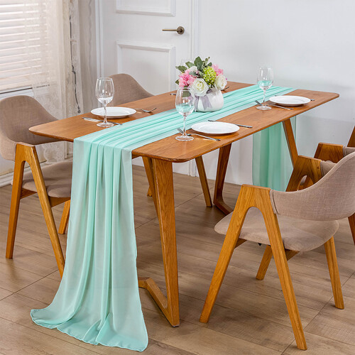 Elegant Chiffon Table Runner For Wedding Reception Decor, Translucent Polyester Table Runner With Sheer Design Ideal For Kitchen Gadget And Rustic Boh