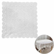 Cotton Fabric Tablecloth Wedding Table Decor Elegant Jacquard Printed Center Stain Resistant Anti Tear Romantic Chiffon Table Runner with Lace Trim fo