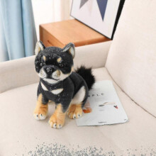 (20cm, sit black) 20/35cm Lovely Shiba Inu Dog Plush Toys Cute Sitting Lying Puppy Dolls Stuffed Soft Animal Toy Child