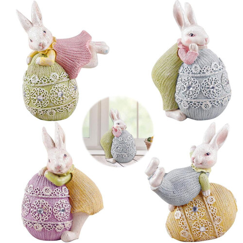 Tabletop Easter Decorations Easter Bunny Decor Spring Bunnies Decoration Resin Rabbit Statue Elegant Tailcoat Bunny Figurine for Home Festivity 2