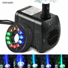 Bomba de fluxo de água ajustável para fontes, bomba silenciosa com luz LED para sistemas hidropônicos, bomba submersível para aquários e