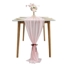 Sheer Chiffon Table Runner Autumn Themed Decor Party & Holiday Props Rustic Wedding Bridal Shower Fall Seasonal Ornaments Dusty Rose Fabric Decoration