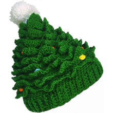 Weihnachtsmotiv, handgestrickte Wollmütze, warme Mütze (Erwachsenenversion)