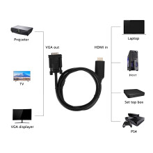 HDMI-zu-VGA-Konverter 1,2 m Kabel Schwarz ABS