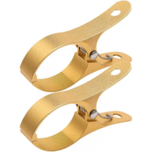Goldene 2er-Packung Strandtuchclips, winddichte Stoffbrosche, Metall-Wäscheklammern für Decken, Wäscheklammern für Poolstühle, Wäscheklammern