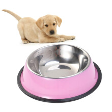 Stainless Steel Dog Bowl With Non Slip Base Pink For Food And Water For Dogs Cats Puppies Indoor Use Durable