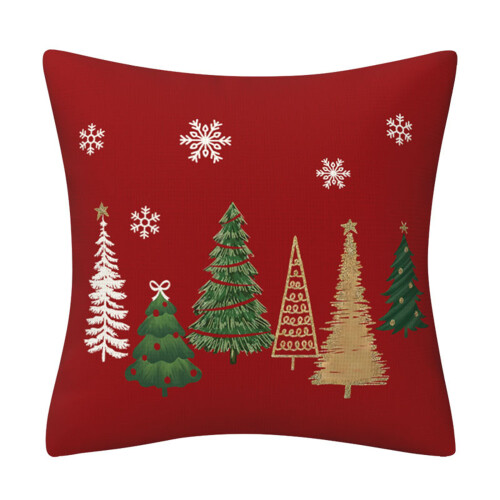 Christmas Tree Pattern Polyester Pillow Cover Holiday-8