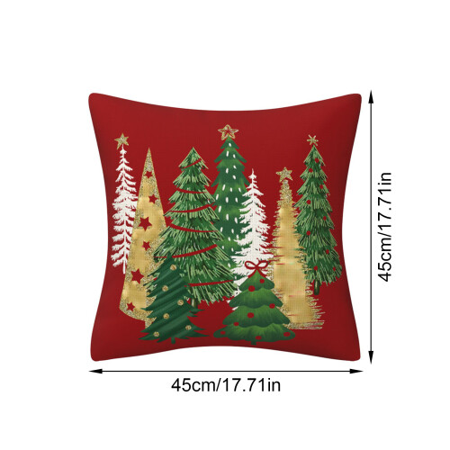 Christmas Tree Pattern Polyester Pillow Cover Holiday-8 2