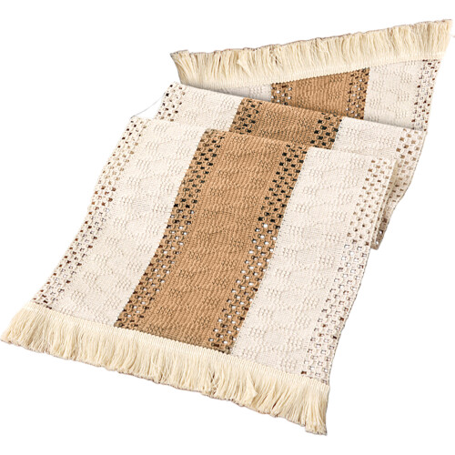 Decorative 30x140cm Tassels Trimmed Tablecloth Runner for-khaki