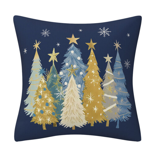 Holiday Cushion Cover Christmas Tree Designs Soft Decorative-6