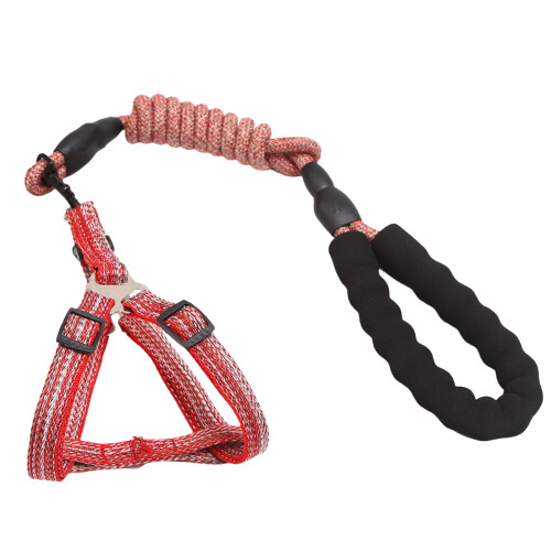 Multicolored Dog Leash Vest Long Belt Comfortable-Red L size