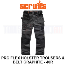 (40R, Graphite) Mens Safety & Workwear Pro Flex Holster Trousers Black