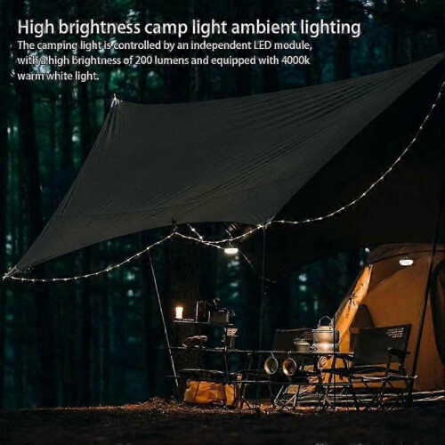 (Normal Version, Desert Yellow) Multifunctional Portable Camping Light with String Lights IP67 Waterproof Outdoor Stowable Hanging Light 1