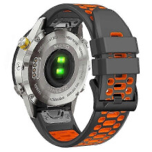 For Garmin Fenix 7x/ 7x Pro/ 6x Quickfit 26mm Watch Band Three Row Holes Dual Color Silicone Strap