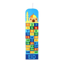 Eid Mubarak vilten aftelkalender met ophangvakjes, islamitisch maanmotief, Ramadan decoratie, educatief hulpmiddel voor kinderen, Ramadan