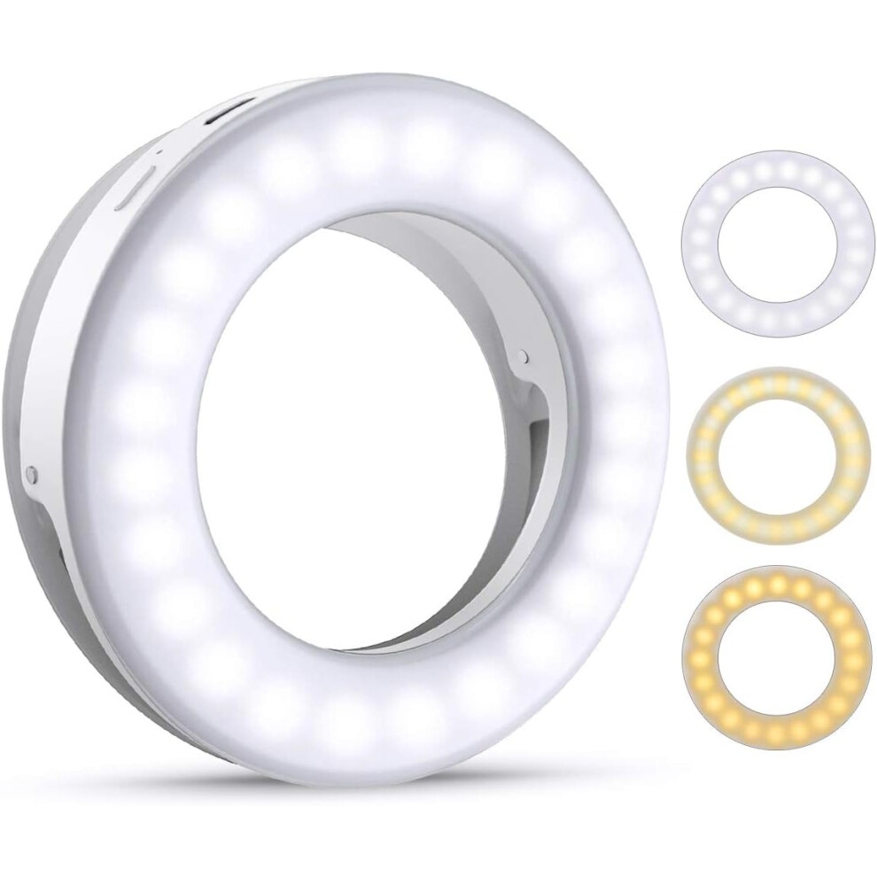 Selfie Ring Dimmable Rechargeable Clip-On For Smart Phone, Fill With 3 Adjustable Brightness Levels, Ideal For Travel And Adventure Light 9489125692016