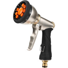 Buse de tuyau d'arrosage en acier et laiton, pulvérisateur robuste et étanche avec poignée ergonomique pour un confort optimal, jets réglables