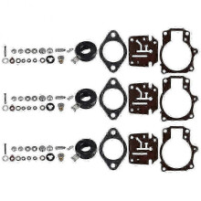 3 x Carburetor Carb Rebuild Repair Kit and Float Fit for Johnson Evinrude 396701 65 70 75