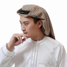 Muslims Dress Caftan Robe Long Sleeve Stand Collar Jubba Thobe Man Leisure Dress Thobe with Arab Head Scarf Set Casual Cotton Full G 62
