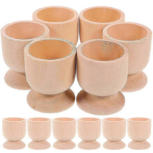 15Pcs Easter Egg Cup Wood Holder Festival Wood Decor Wooden Eggs Holding Stand DIY Craft
