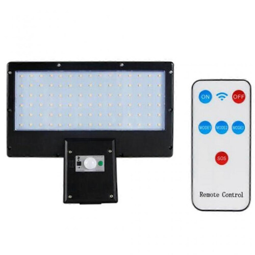 (White) 90 Led Remote Solar Lights Outdoor Night Sensor 3 Lighting Modes with Mounting