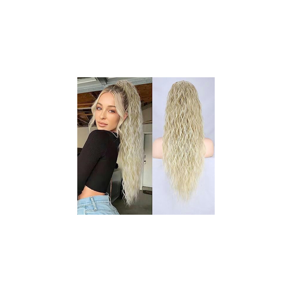 Drawstring Ponytail Ripple Wig, Elastic Mesh Braid Wig, European And American Style, Color T24/613J#
