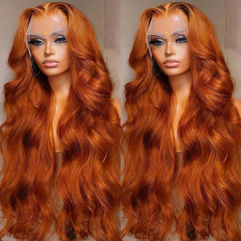 Unisex Orange 13X4 Colored Lace Frontal Wig 13X6 Ginger Hd Lace Front Wig Glueless Human Hair Wig 2830 Inch 180% Density