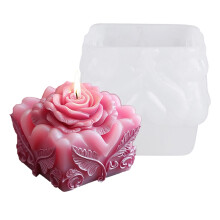 Moule de bougie en Silicone Rose, pour bougie en résine-Style C